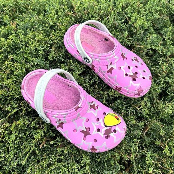 Crocs Kids Classic Lined Disco Dance Party Clogs‎  Size J 1 Pink Sandals - Picture 3 of 14
